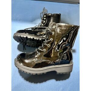 Forever Link Girl's Chief-88K Military Ankle Boots Patent Leather Size 4